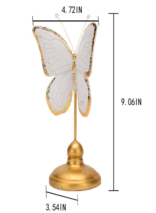 BRABUD Resin Butterfly Statue Gold & White Modern Home Bedroom Desk Shelf Decor Wedding Gifts Collection 9.1''(H) TQSHBS32 - Image 2